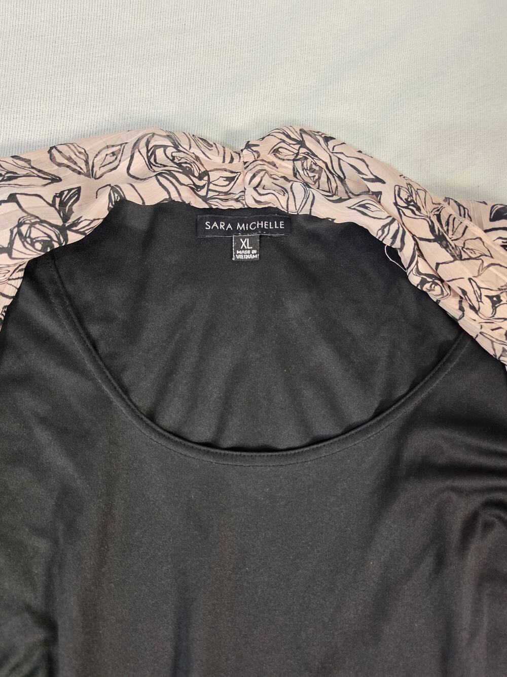 Sara Michelle 2-in-1 Top Black Tank Rose Shrug XL